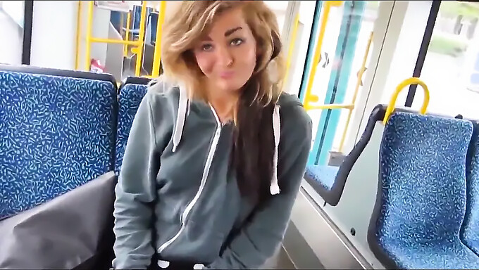 Daring Girl'S Solo Pleasure Journey On The Tram